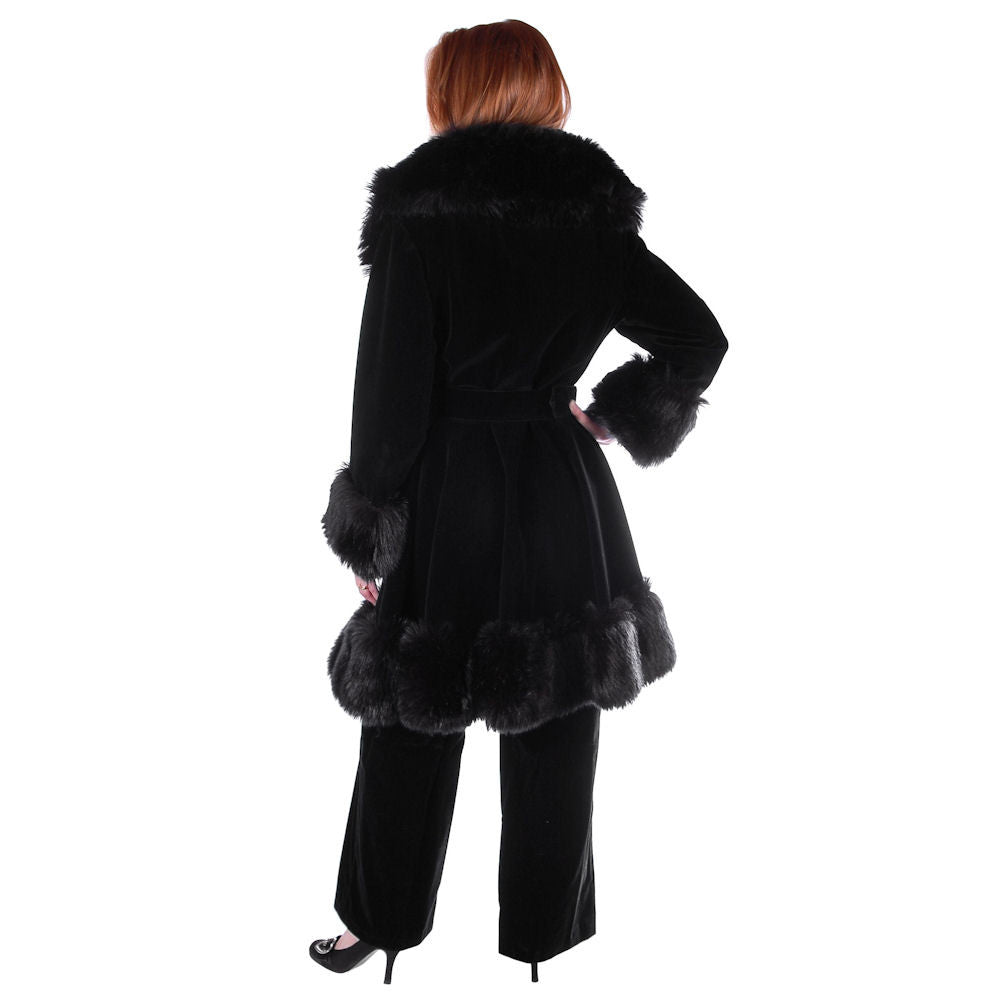 Vintage Black Velvet Zhivago Russian Faux Fur Trimmed Coat/Pants 1970S 27" Waist Cart2cart The Best Vintage Clothing