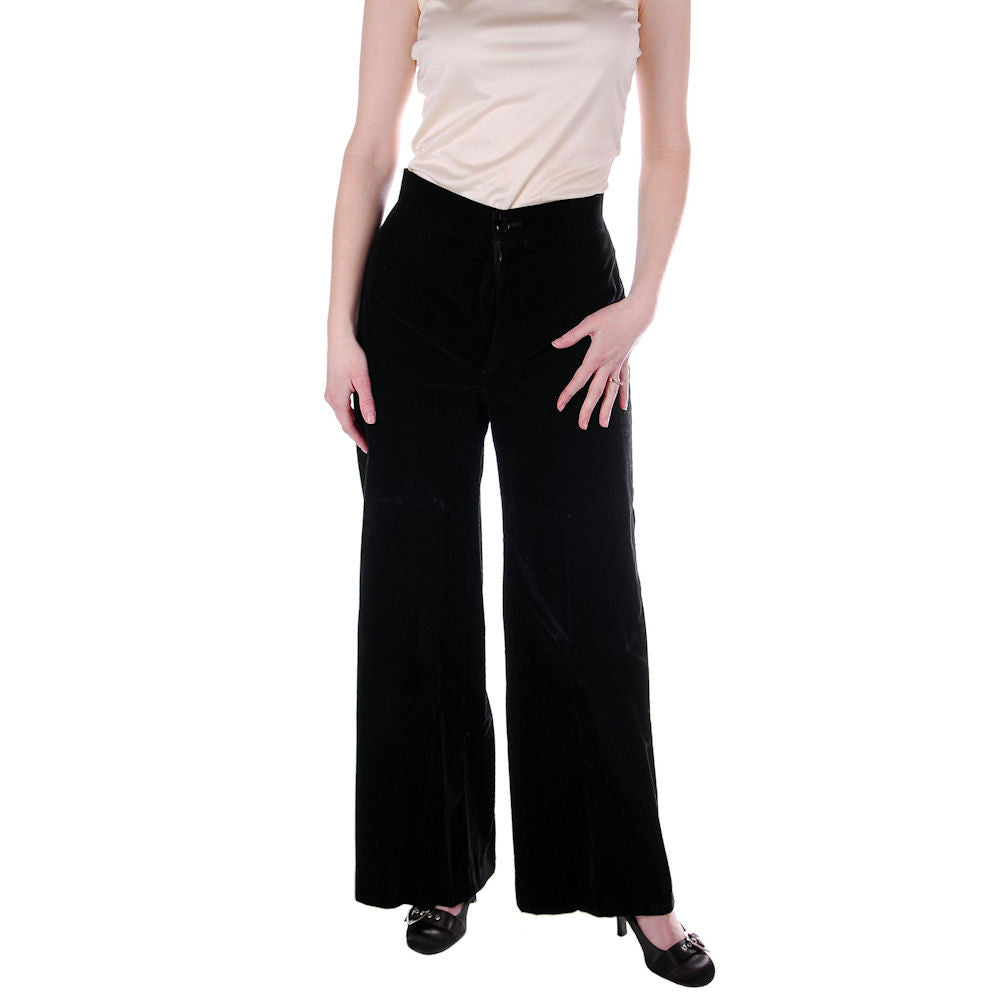 Vintage Black Velvet Zhivago Russian Faux Fur Trimmed Coat/Pants 1970S 27" Waist Cart2cart The Best Vintage Clothing