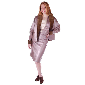 Vintage Mauve Metallic Leather Suit  Pencil Skirt 4 Pc 1950S 33-24-34 - The Best Vintage Clothing
 - 1