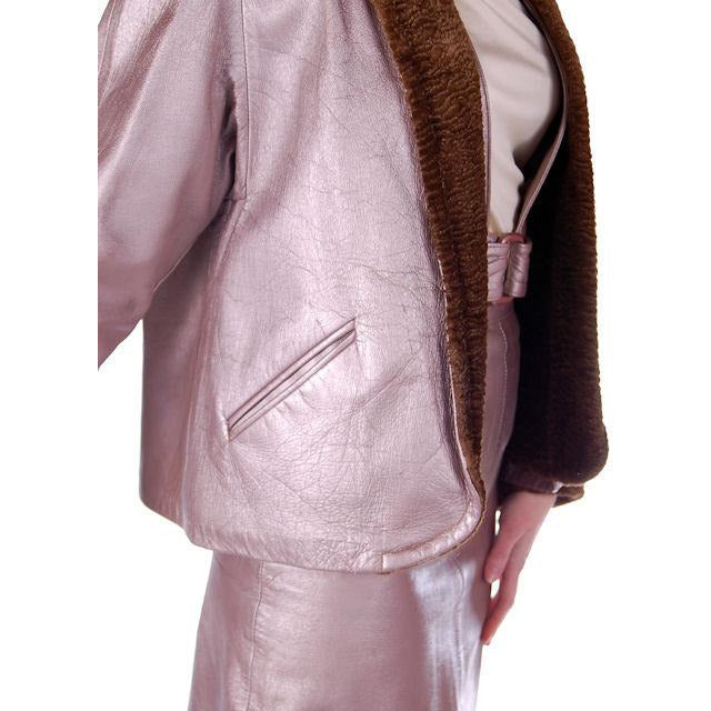 Vintage Mauve Metallic Leather Suit Pencil Skirt 4 Pc 1950S 33-24-34 Cart2cart The Best Vintage Clothing
