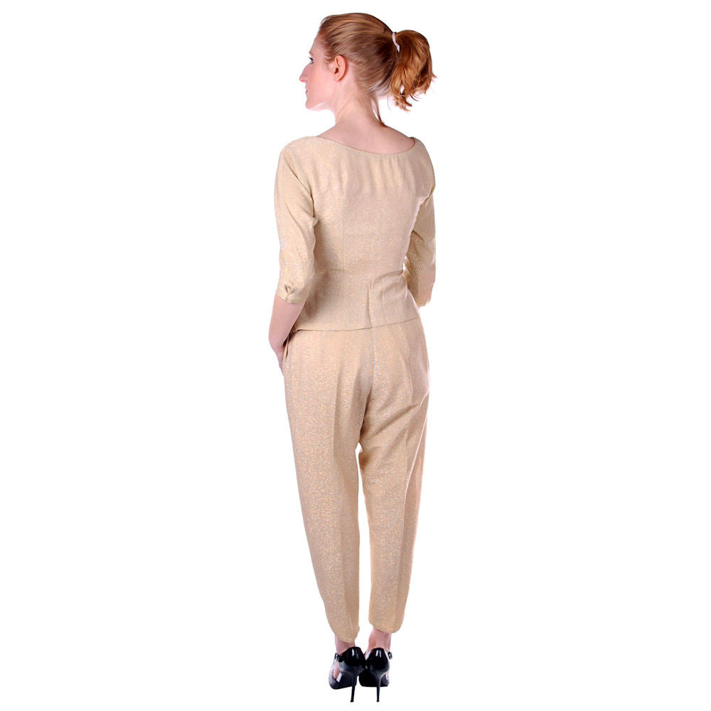 Vintage Womens Suit Gold Glitterati 3 Pc Suit Capri Pants 1950S 24" Waist VLV MCM Cart2cart The Best Vintage Clothing