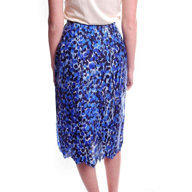 Vintage Blue Printed Silk Slip Laros 1950S 23" Waist Pencil Skirt Cart2cart Laros