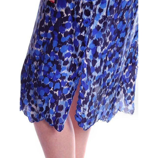 Vintage Blue Printed Silk Slip Laros 1950S 23" Waist Pencil Skirt Cart2cart Laros