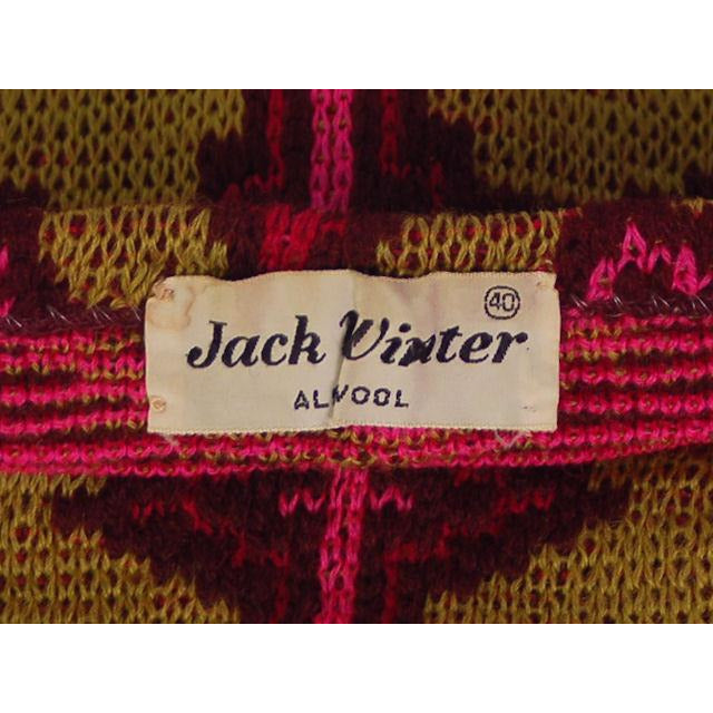 Vintage Wool Sweater Jack Winter Green/ Hot Pink 1960s Women's The Best Vintage Clothing