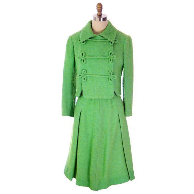 Vintage Ladies Spring Green/Turquoise  Wool Boucle Suit Evel Dean 1960s 38-27-Free - The Best Vintage Clothing
 - 1