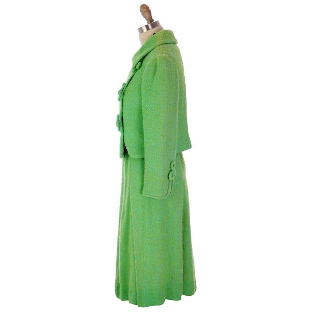 Vintage Ladies Spring Green/Turquoise Wool Boucle Suit Evel Dean 1960s 38-27-Free Women's,On Sale vendor-unknown