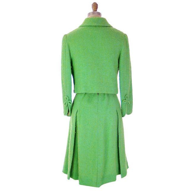 Vintage Ladies Spring Green/Turquoise Wool Boucle Suit Evel Dean 1960s 38-27-Free Women's,On Sale vendor-unknown