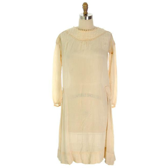 Vintage Girls/ Small Woman  Silk Ivory Dress 1920s  35-36-43 - The Best Vintage Clothing
 - 1