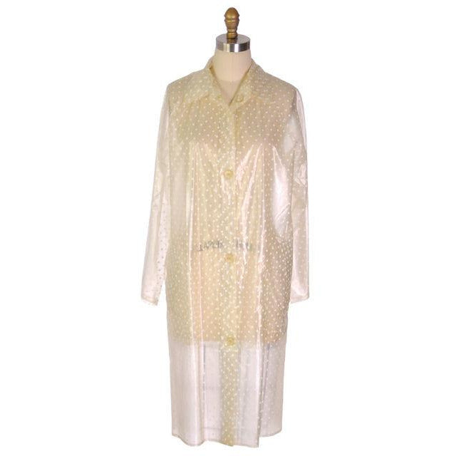 Vintage Vinyl Raincoat Clear w White Polka Dots 1970s Size M 42" Bust - The Best Vintage Clothing
 - 1