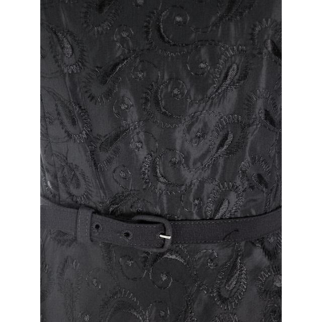 Vintage Black Embroidered Taffeta Party Dress Full Skirt 1950s 36-27-Free Women's The Best Vintage Clothing