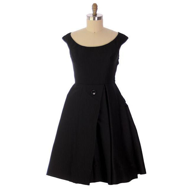 Vintage James Galanos Cocktail Dress Black Full Skirt Late 1950s 38-31-Free - The Best Vintage Clothing
 - 1