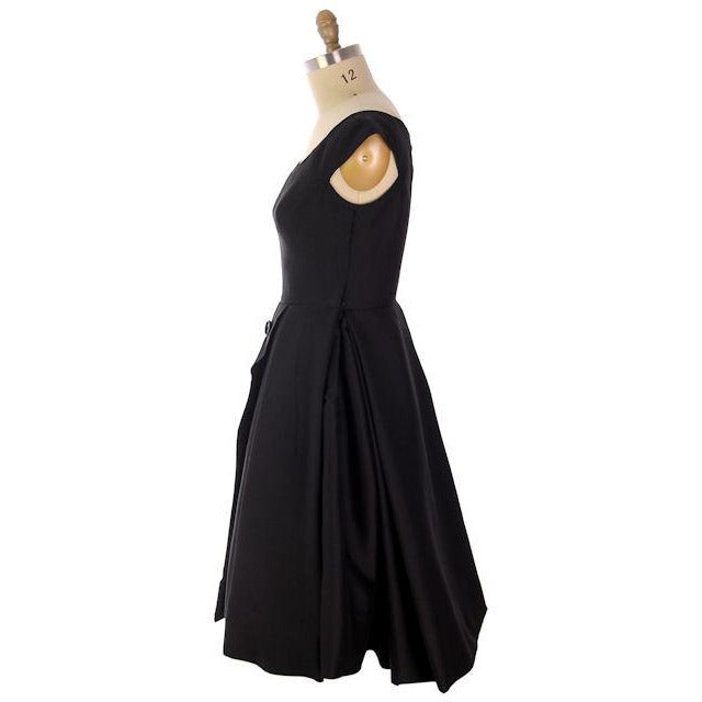 Vintage James Galanos Couture Cocktail Dress Black Full Skirt Late 1950s 38-31-Free Women's,New Arrivals Galanos