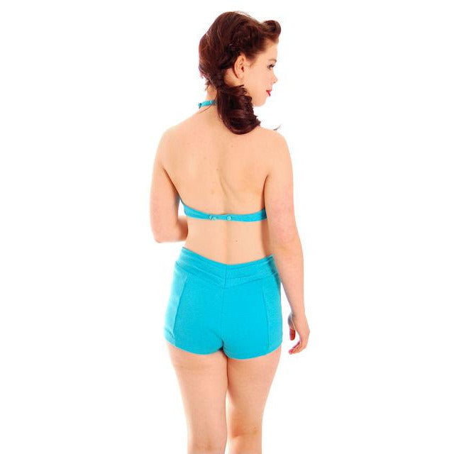 Vintage 2 Piece Halter Swim Suit Aqua Boy Legs Catalina 1960s Old Size 16 Women's,New Arrivals Catalina