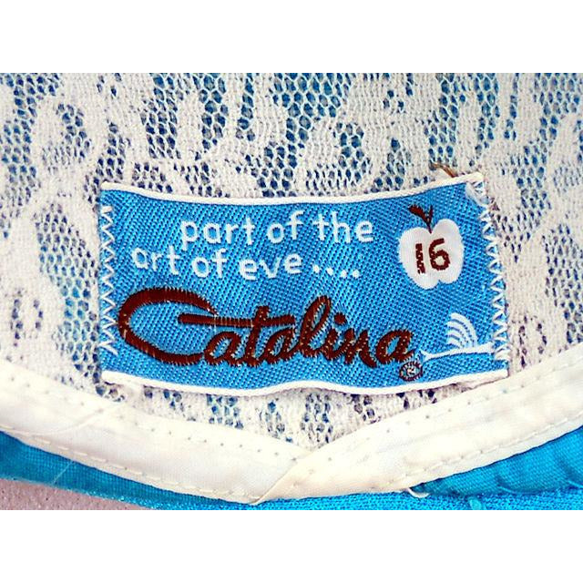 Vintage 2 Piece Halter Swim Suit Aqua Boy Legs Catalina 1960s Old Size 16 Women's,New Arrivals Catalina