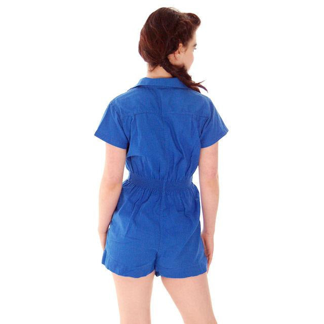 Vintage Gym Suit Royal Blue Cotton 1960s 36-26-40 Women's,New Arrivals vendor-unknown