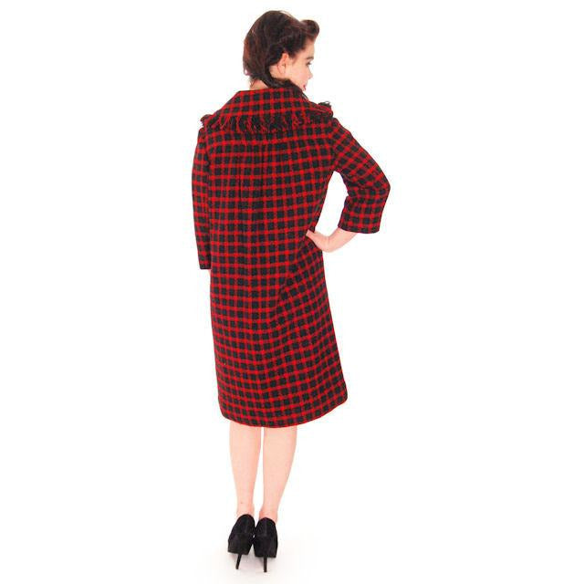 Vintage Galanos Sheath Dress/ Unique Coat /Green Wool Plaid Early 1960s Small Women's,New Arrivals Galanos