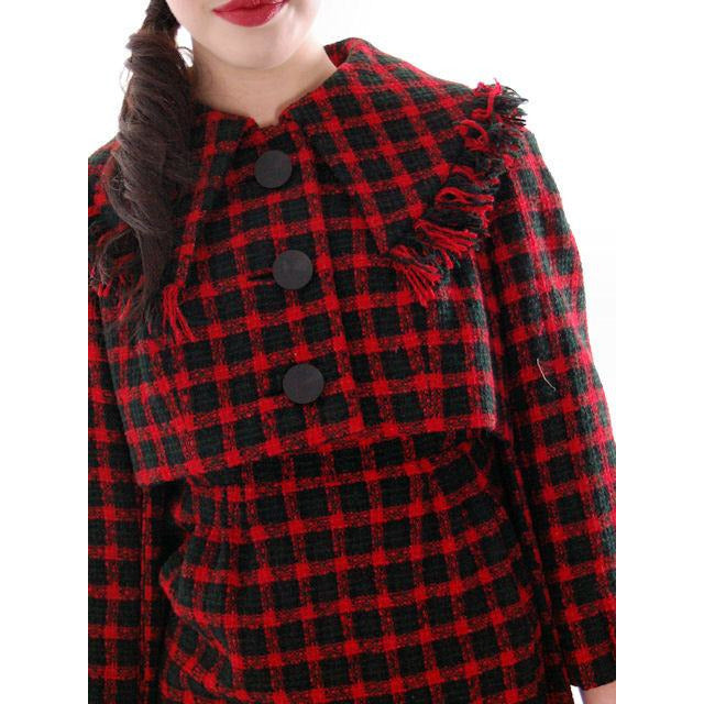 Vintage Galanos Sheath Dress/ Unique Coat /Green Wool Plaid Early 1960s Small Women's,New Arrivals Galanos