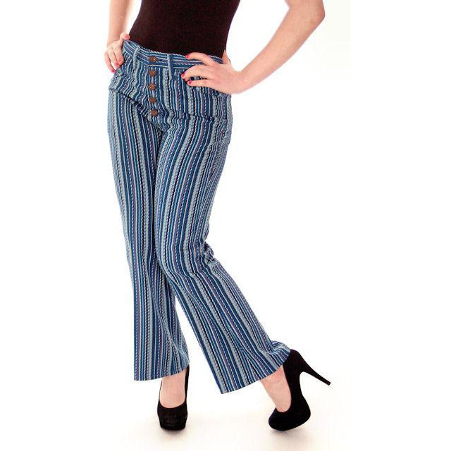 Vintage Levis Big E Blue Striped Button Fly Womens 29" Waist Late 1960s Women's,New Arrivals Levi's