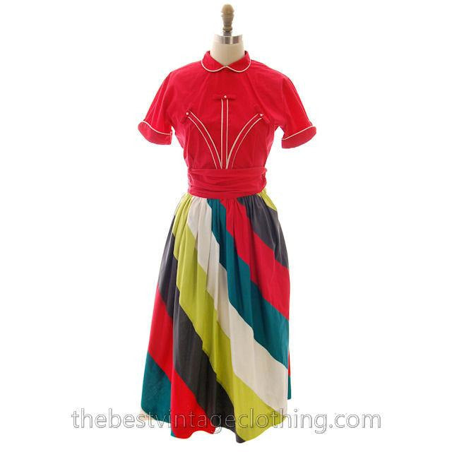 Vintage Cotton Blouse Cherry Red Empress Med 1950s Nice Details Women's,New Arrivals The Best Vintage Clothing