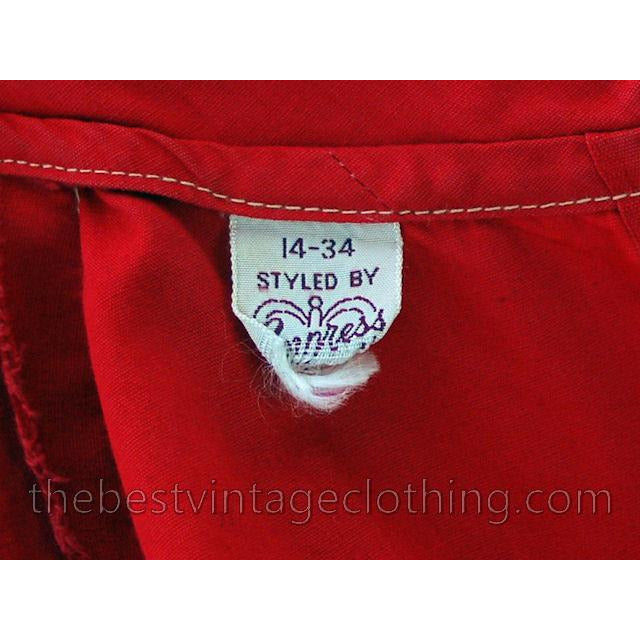 Vintage Cotton Blouse Cherry Red Empress Med 1950s Nice Details Women's,New Arrivals The Best Vintage Clothing