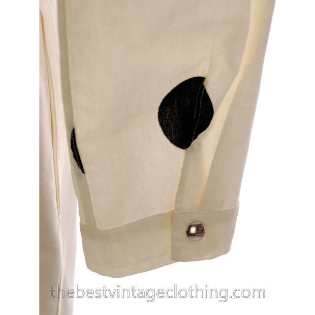 Vintage Vuokko Suomi Finland Black & White Polka Dot Dress 1970s 40 marimekko Vuokko