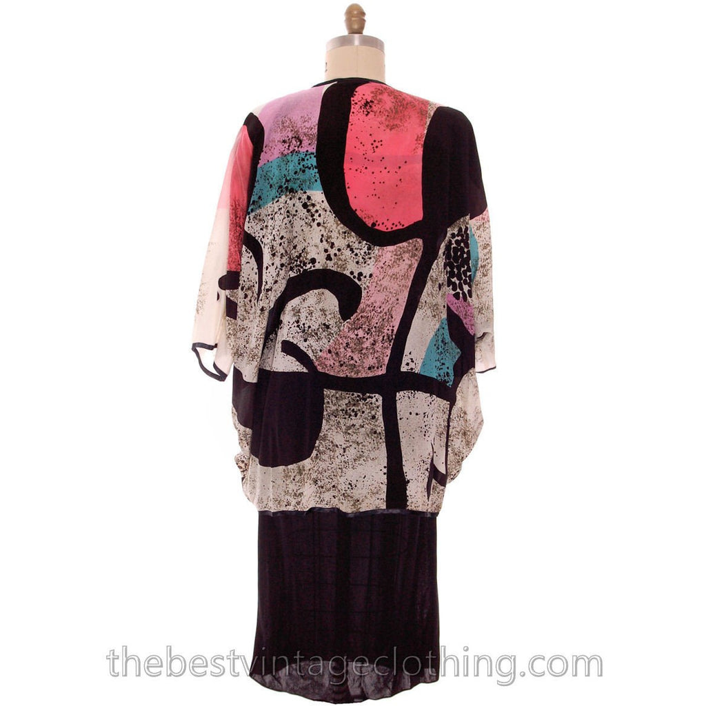 Vintage Dona Vitti Silk Cocoon Coat & Dress Abstract Print L 1980s L dress The Best Vintage Clothing