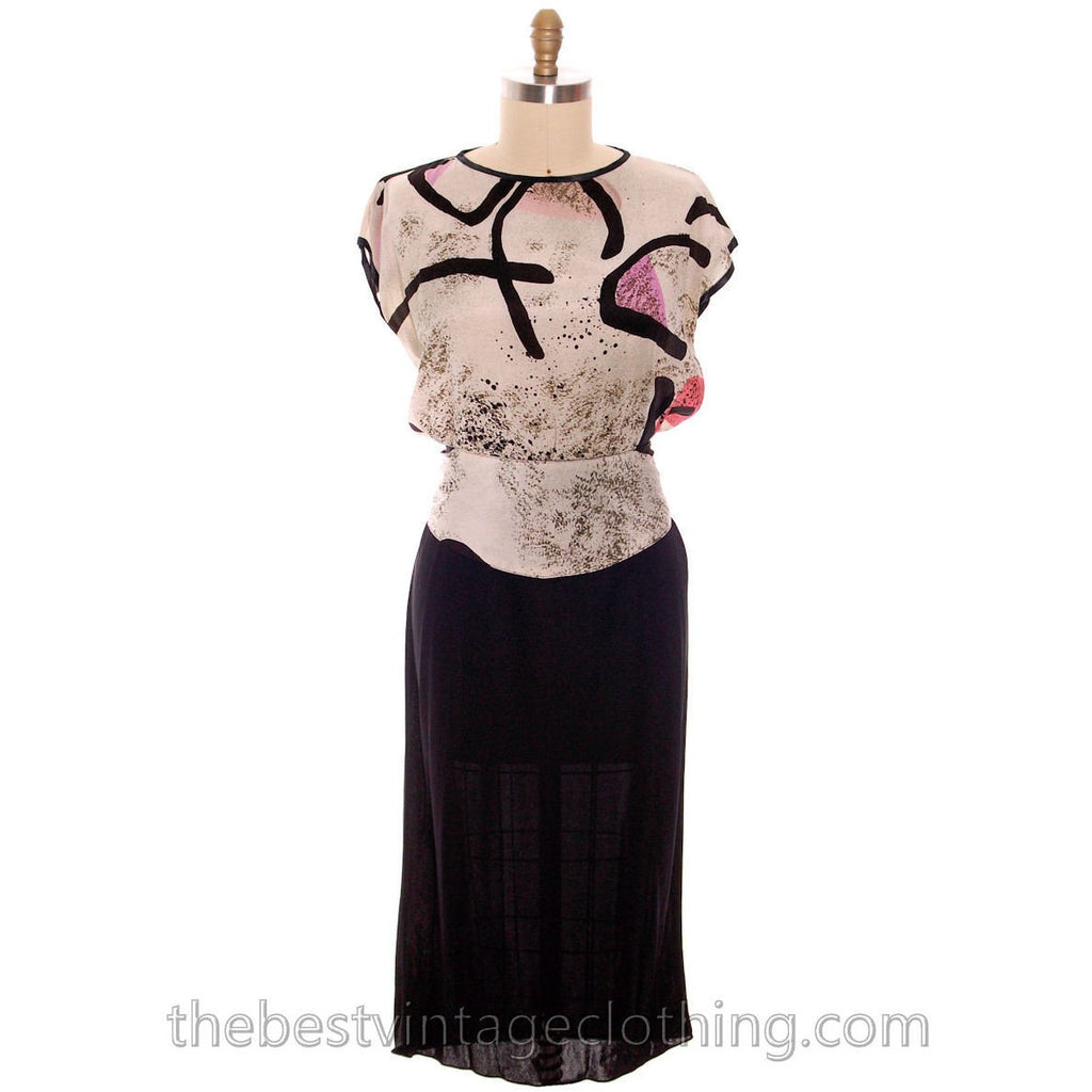 Vintage Dona Vitti Silk Cocoon Coat & Dress Abstract Print L 1980s L dress The Best Vintage Clothing