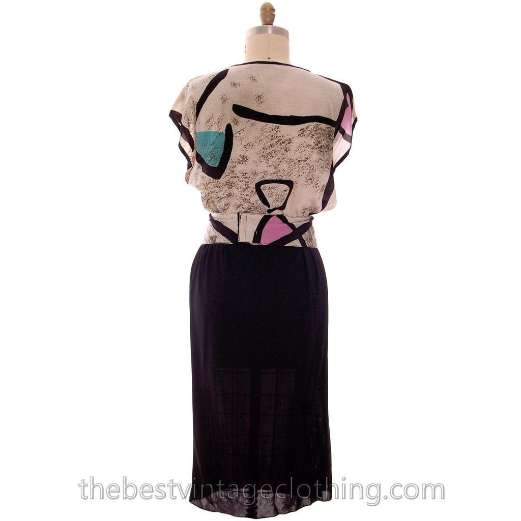 Vintage Dona Vitti Silk Cocoon Coat & Dress Abstract Print L 1980s L dress The Best Vintage Clothing