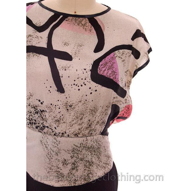 Vintage Dona Vitti Silk Cocoon Coat & Dress Abstract Print L 1980s L dress The Best Vintage Clothing