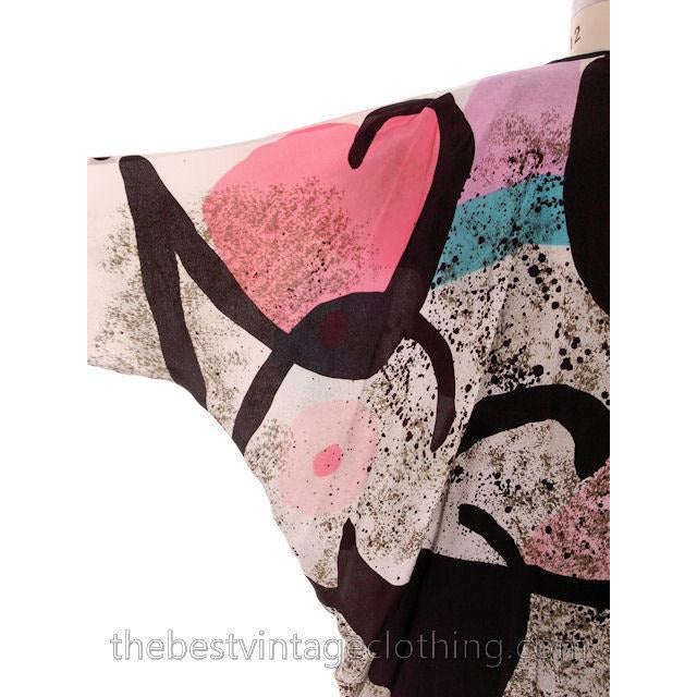 Vintage Dona Vitti Silk Cocoon Coat & Dress Abstract Print L 1980s L dress The Best Vintage Clothing