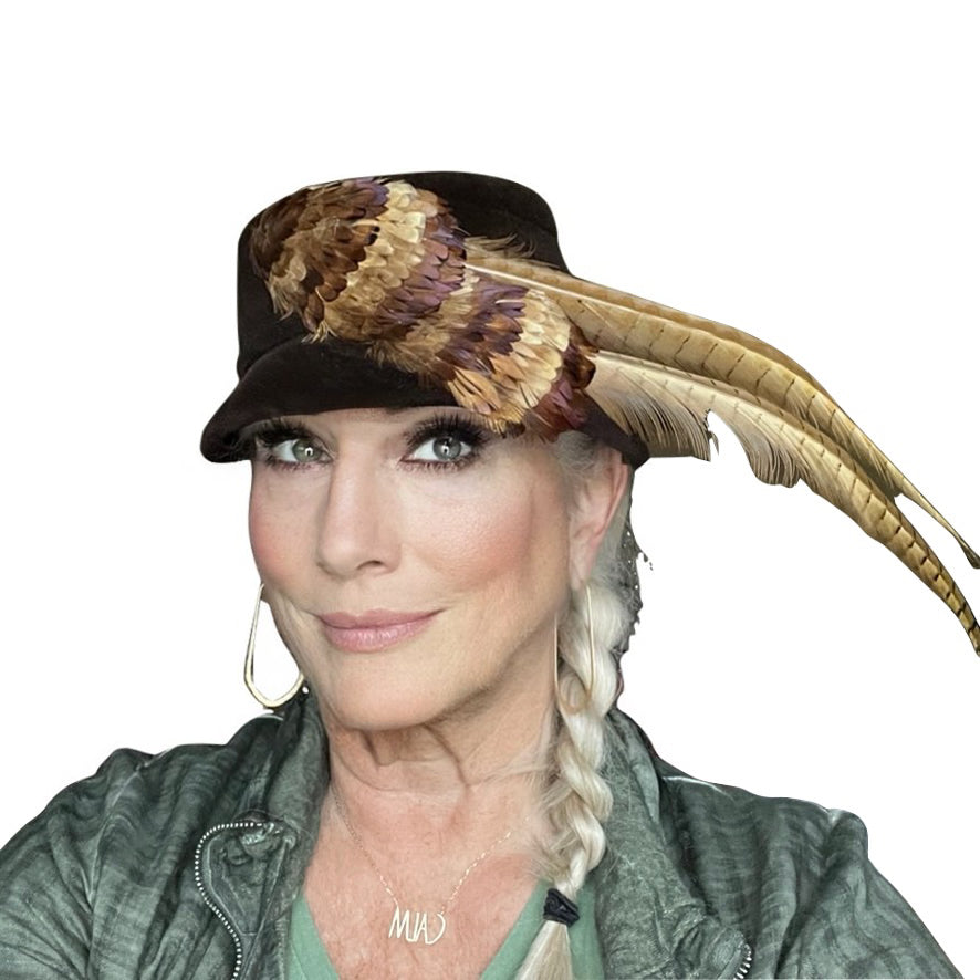 Vintage Womens Hat Roberta Bernays Brown Velour Dramatic Pheasant Feather 1950s Hats The Best Vintage Clothing