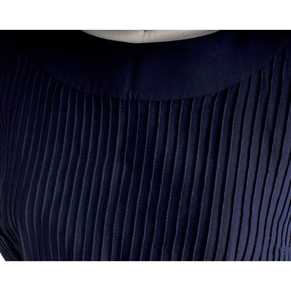 Navy Blue Vintage Day Dress R&K All-Over Pleats 1950s Medium Rayon Wiggle dress The Best Vintage Clothing