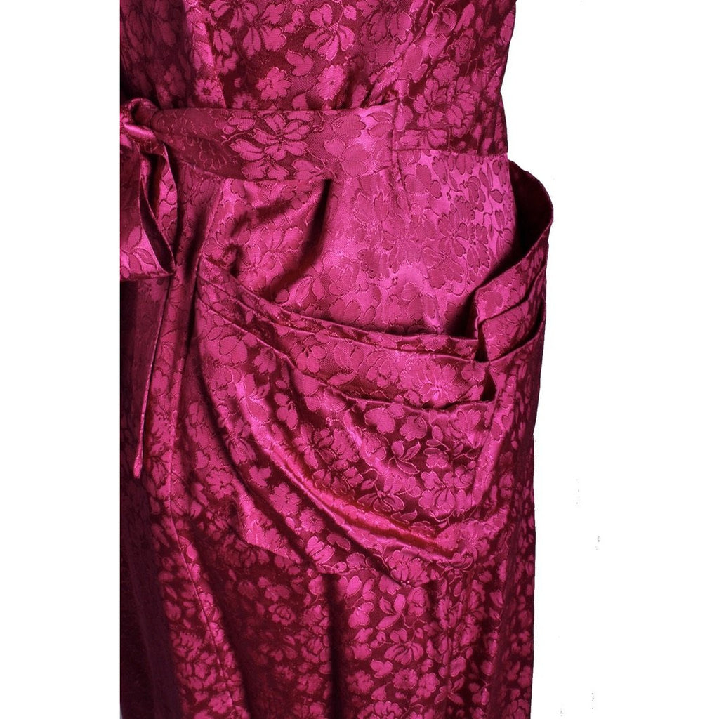 Vintage 1940s Dress Deep Fuchsia Damask WW2 Womens Sz S/M Hip Drapes Women's,New Arrivals The Best Vintage Clothing