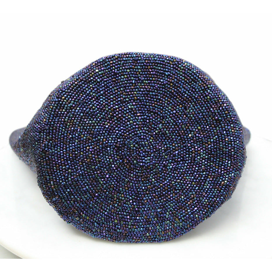 Vintage Purse Midnite Blue Carnival Glass Beads Roundish Box Bag Style 40s purse The Best Vintage Clothing