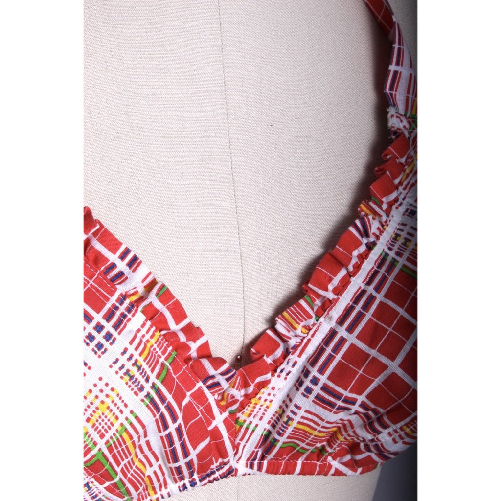 Vintage Halter Top Red Plaid Womens XS 1970s top The Best Vintage Clothing