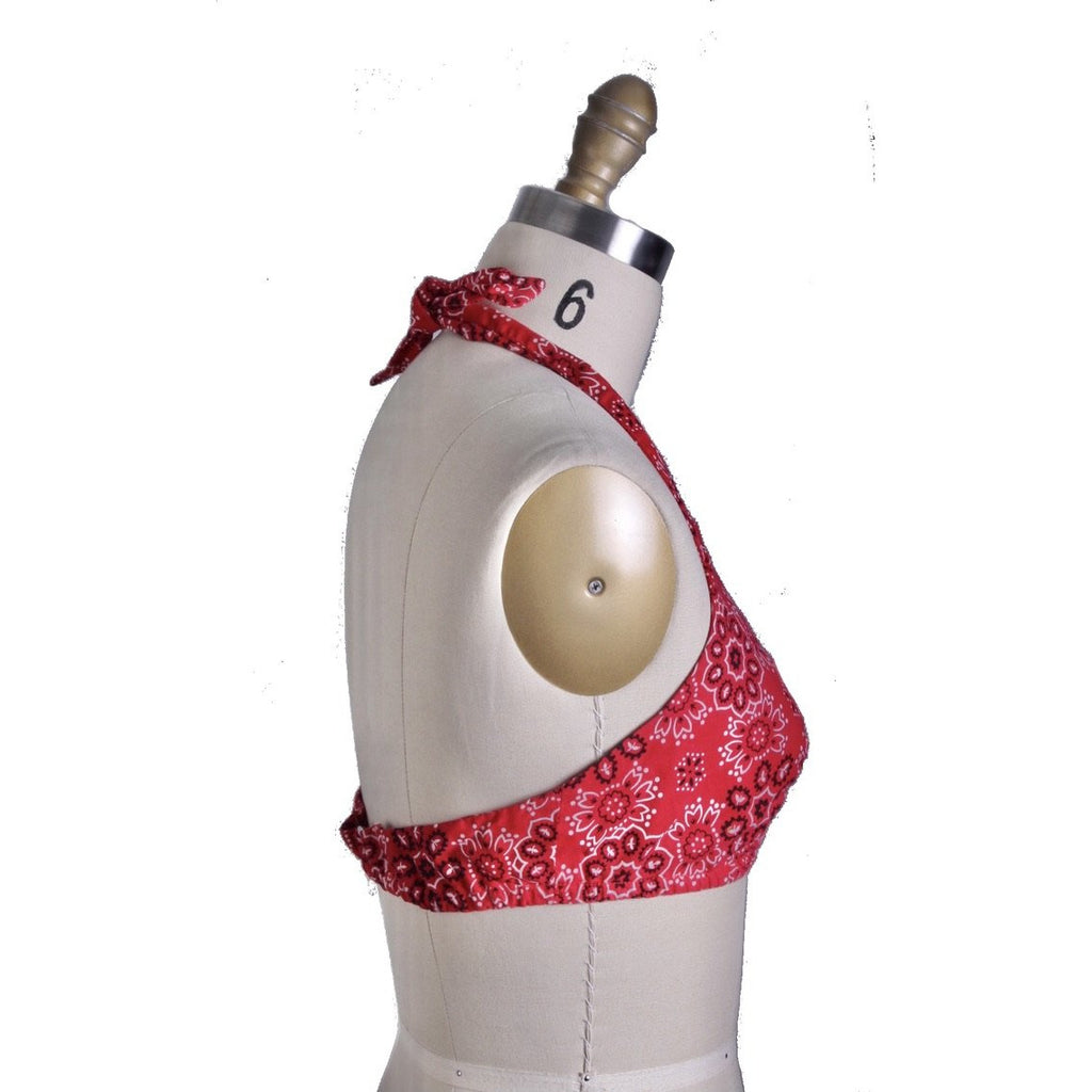 Vintage Halter Top Red Bandana Womens S/M 1970s top The Best Vintage Clothing