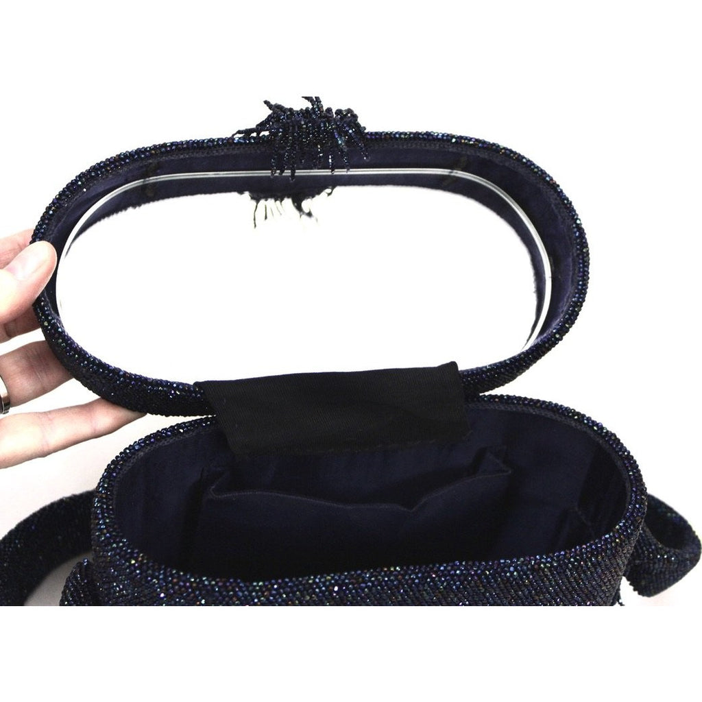 Vintage Box Purse Midnight Blue Carnival Bead Cocktail Bag 1940S Handbags The Best Vintage Clothing