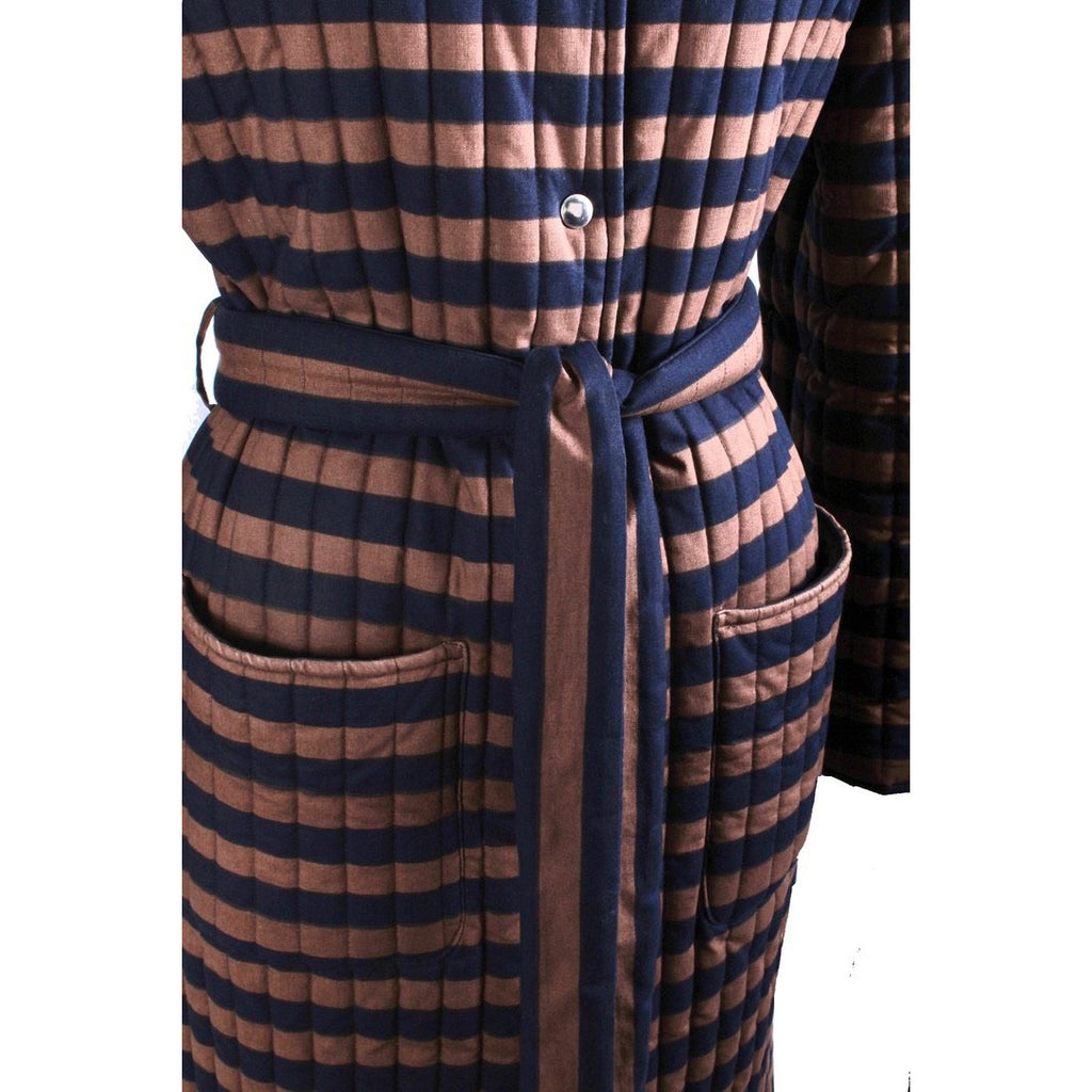 Vintage 1970s Vuokko Suomi Finland Striped Cotton Quilted Coat Snap Front Mod EU 44 M L marimekko Vuokko