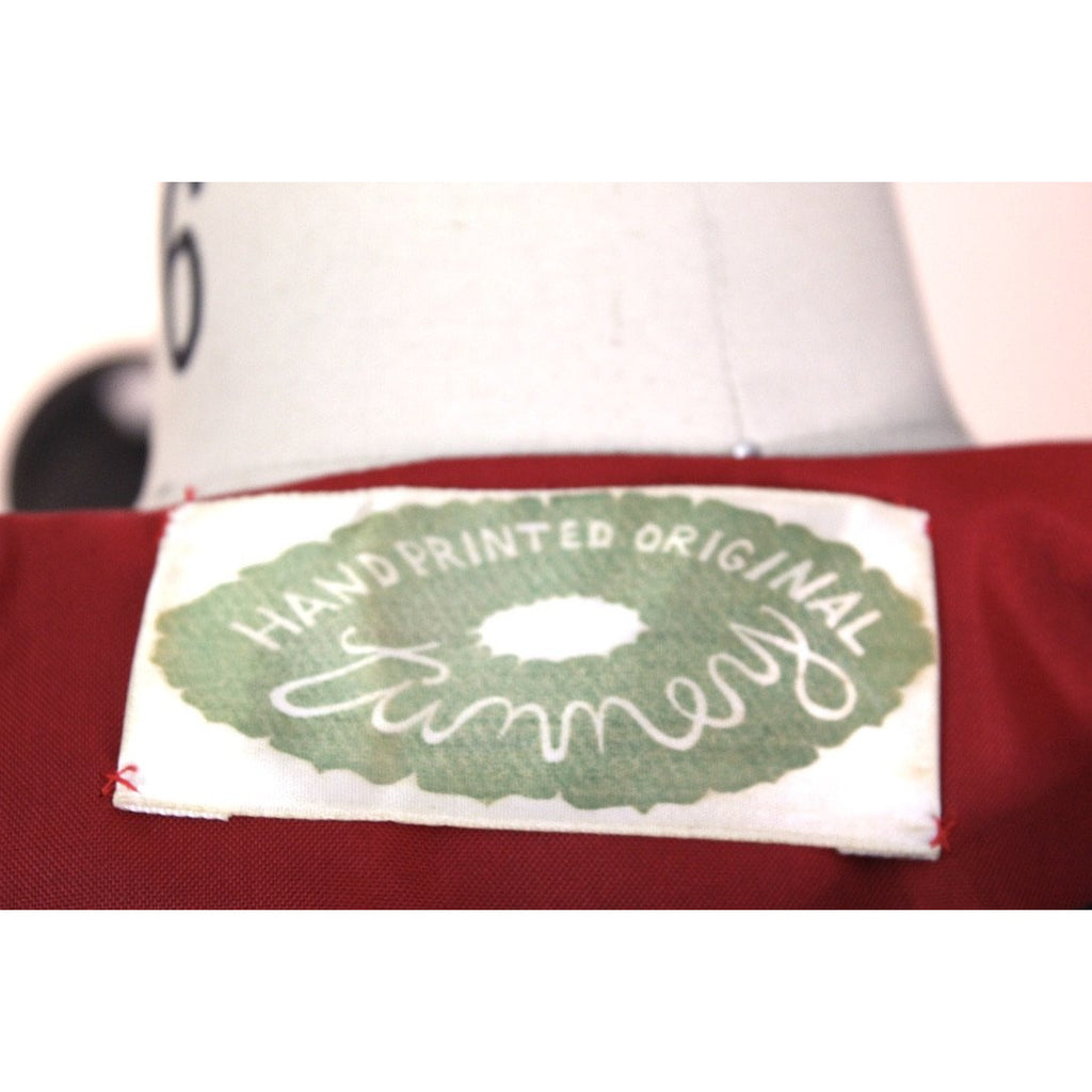 Retro Vtg Tummey Hand Block Printed 70s Dress Shift Hippie Womens Black Pink s/m The Best Vintage Clothing