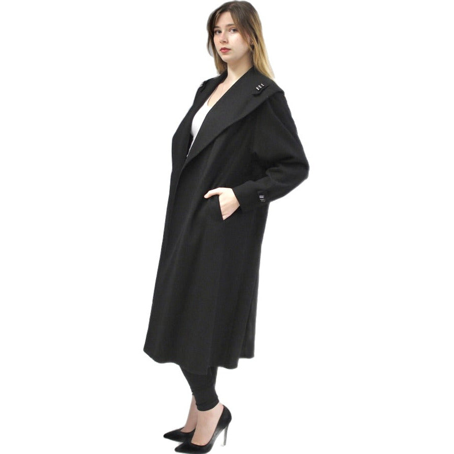 Womens Black Wool Swing Coat 1940s 1950s M-L Fab Bakelite Ornaments Morris coat The Best Vintage Clothing