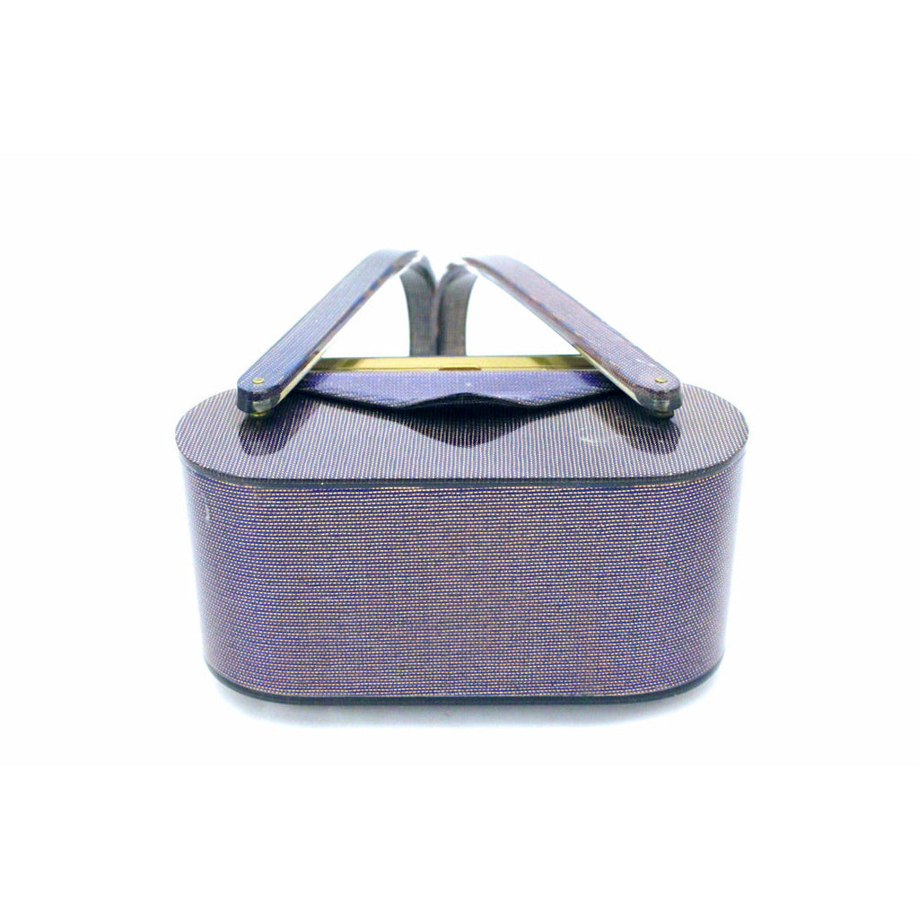 VTG Wilardy Periwinkle Iridescent Lucite Bag With Compact In Lid 1940s Box Purse New Arrivals The Best Vintage Clothing