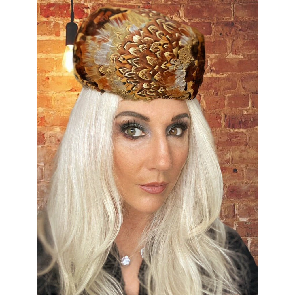 Vintage Ladies Pheasant Feather Hat Pillbox 1950s Purples & Turquoise Hats The Best Vintage Clothing