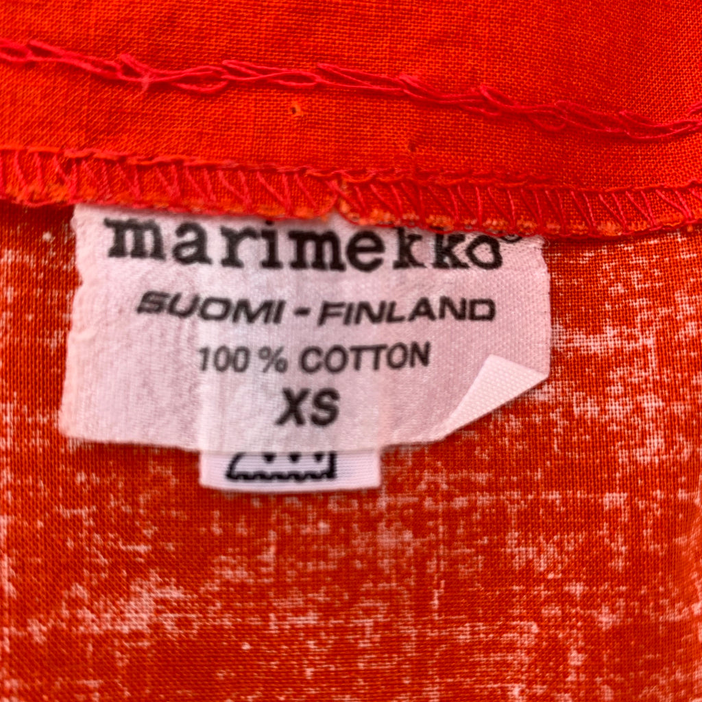 Vintage Marimekko Gown Red Pink Cotton 1970s Heavy Cotton XS Womens Dress marimekko The Best Vintage Clothing