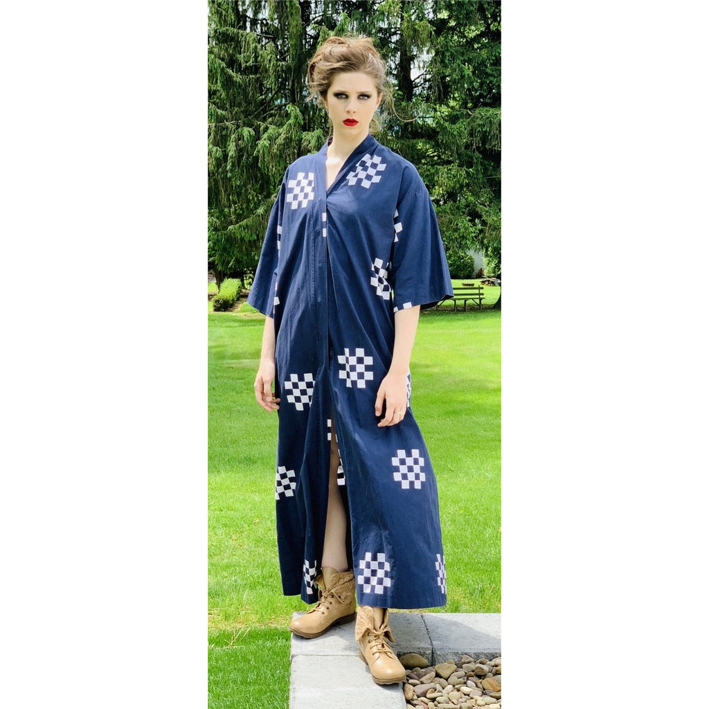 VTG Marimekko ”Pivo” by Katsuji Wakisaka 1975 BLACK/ White Cotton Kaftan Maxi S marimekko The Best Vintage Clothing