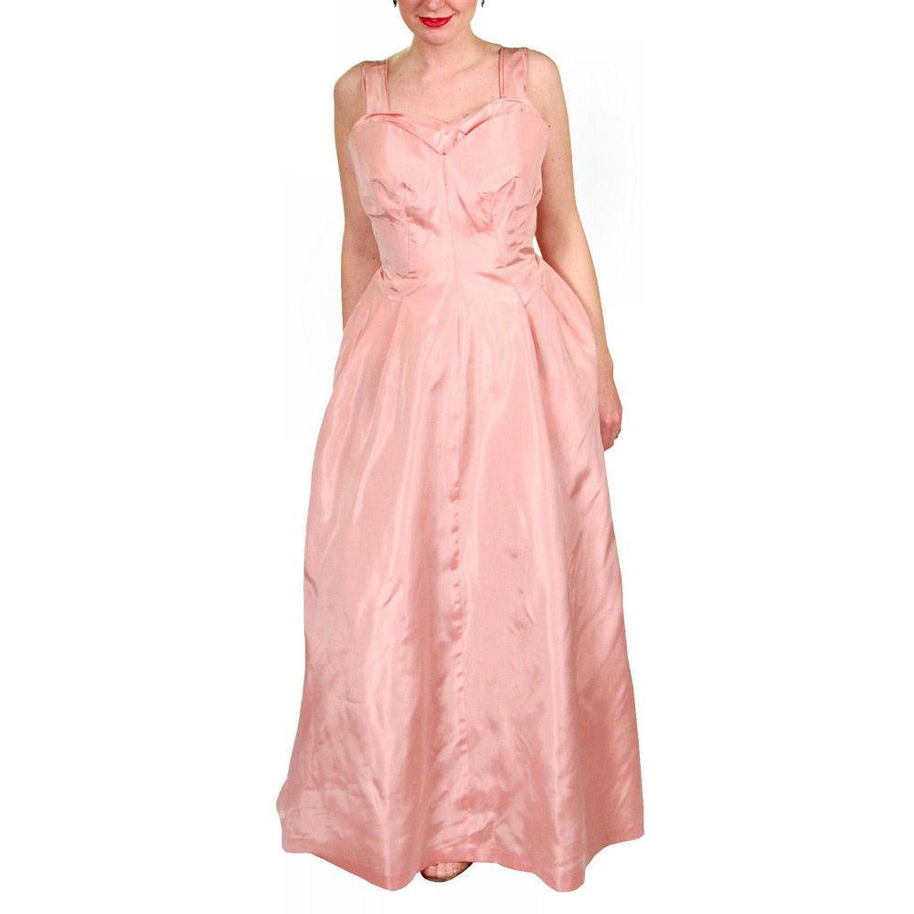 Vintage Pink Taffeta Evening Gown Mollie Stone 1950S 36-28-Free Cart2cart Mollie Stone