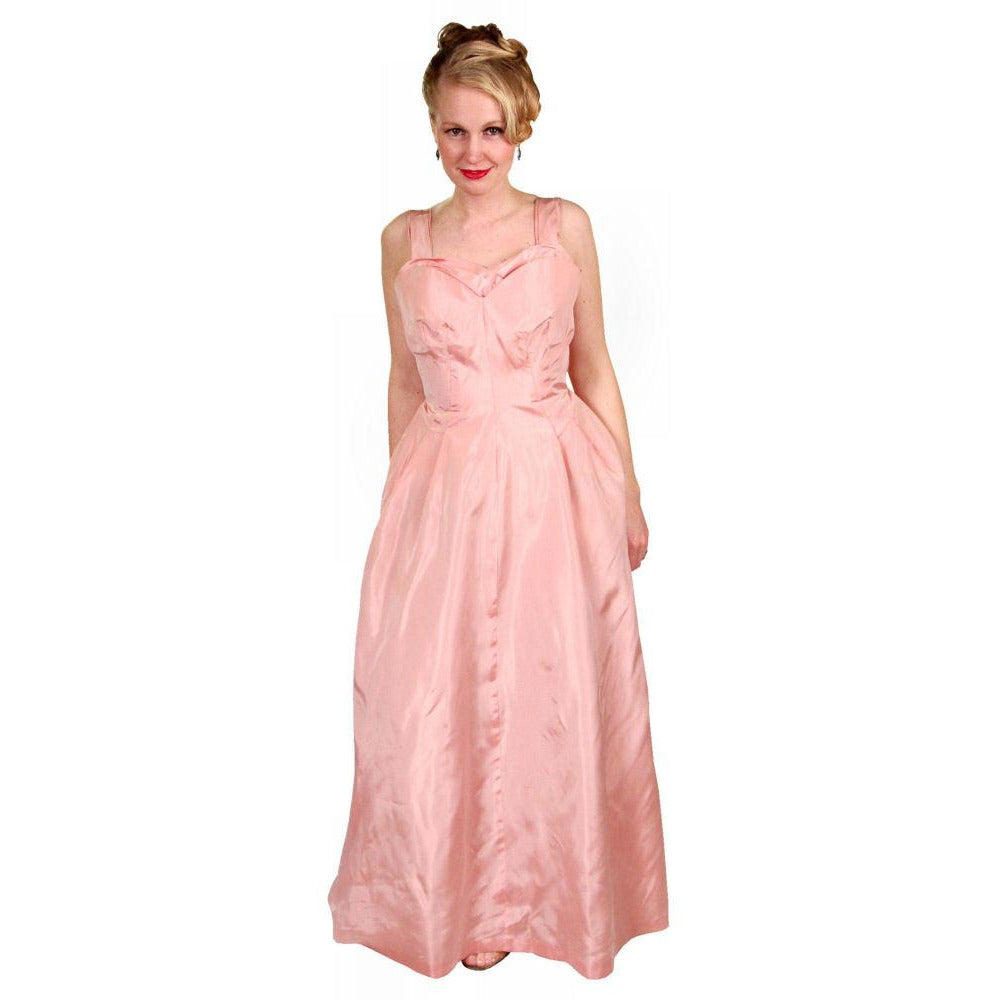 Vintage Pink Taffeta Evening Gown Mollie Stone 1950S 36-28-Free Cart2cart Mollie Stone