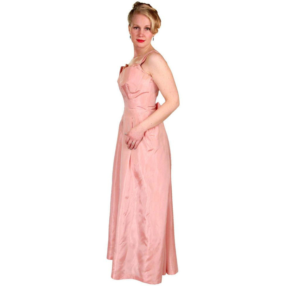 Vintage Pink Taffeta Evening Gown Mollie Stone 1950S 36-28-Free Cart2cart Mollie Stone