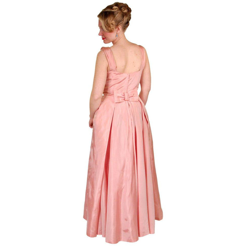 Vintage Pink Taffeta Evening Gown Mollie Stone 1950S 36-28-Free Cart2cart Mollie Stone
