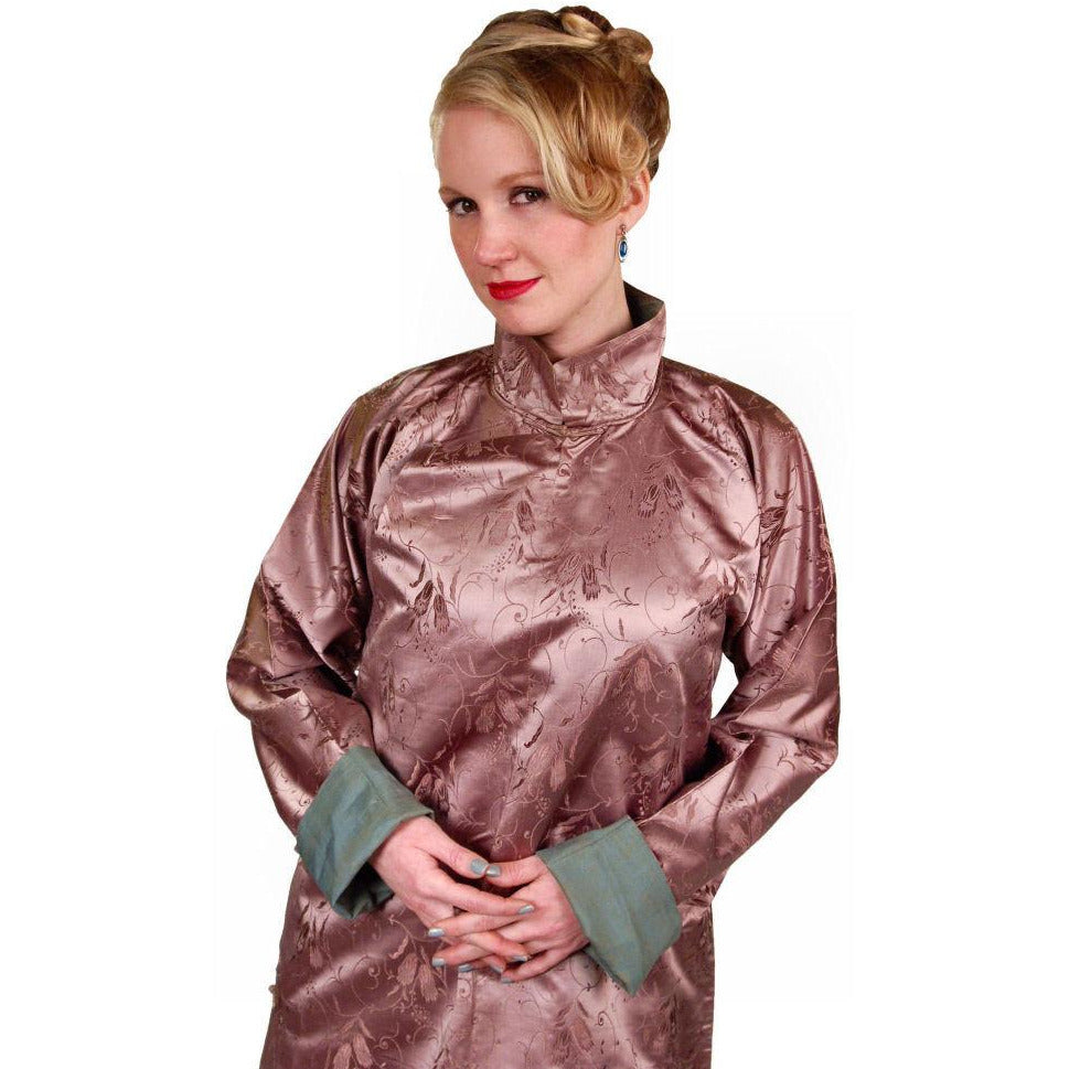 Antique Chinese Robe Silk Damask Mauve Provenance ESSO Women's The Best Vintage Clothing