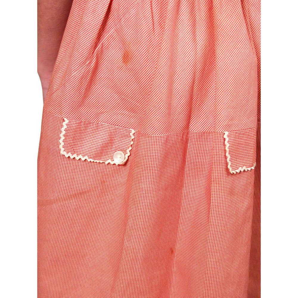 Vintage WW2 Cotton Day Dress 1940S Red Gingham Small Guernsey Cart2cart The Best Vintage Clothing